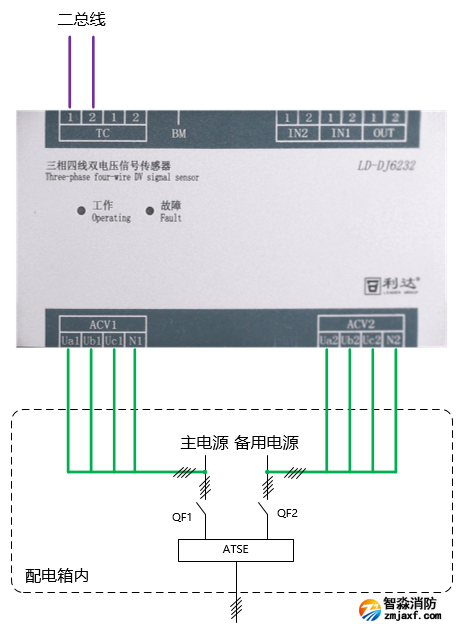 LD-DJ6232三相四線(xiàn)雙電壓信號(hào)傳感器接線(xiàn)圖