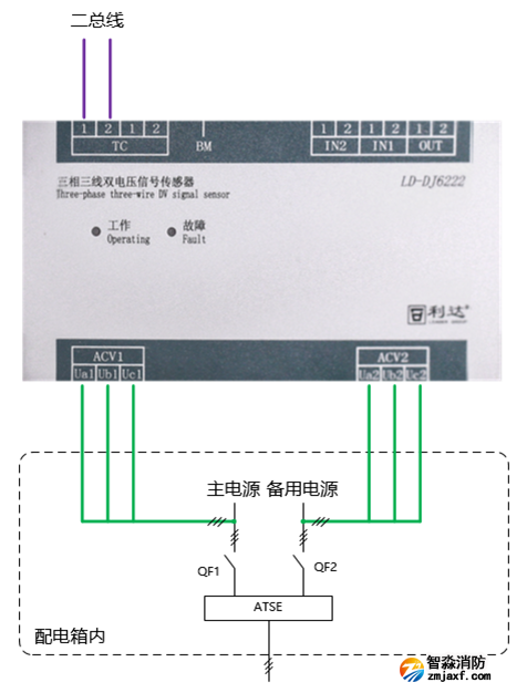 LD-DJ6222三相三線(xiàn)雙電壓信號(hào)傳感器接線(xiàn)圖