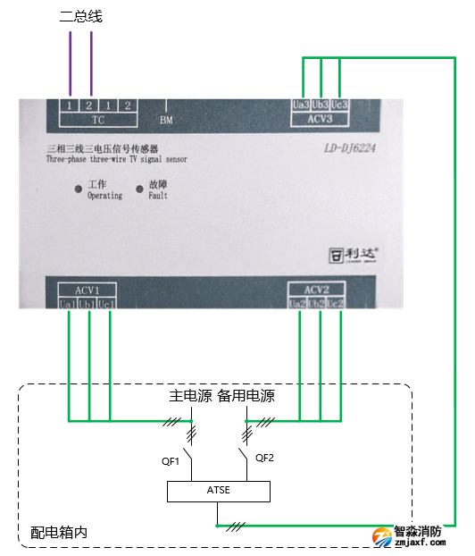 LD-DJ6224三相三線(xiàn)三電壓信號(hào)傳感器接線(xiàn)圖