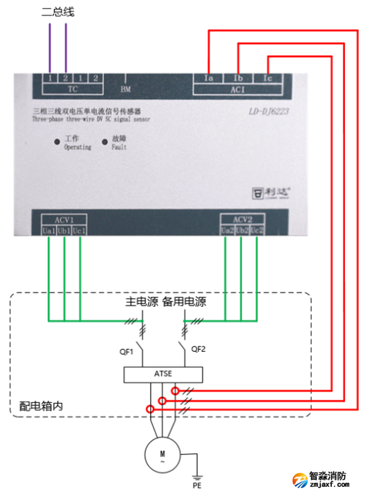 LD-DJ6223三相三線(xiàn)雙電壓?jiǎn)坞娏餍盘?hào)傳感器接線(xiàn)圖